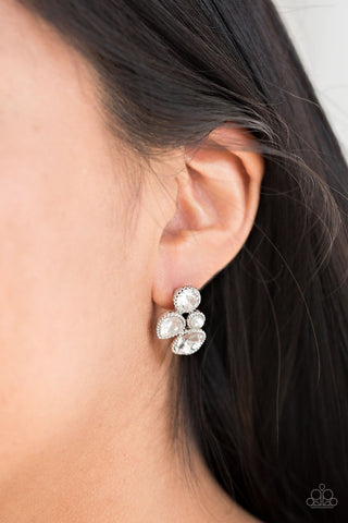 Super Superstar White Paparazzi Earrings