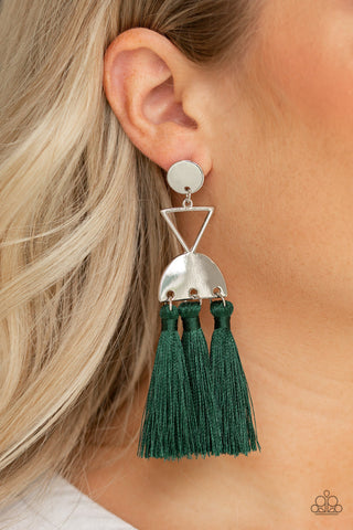 Tassel Trippin Green Paparazzi Earrings