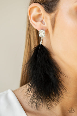 The SHOWGIRL Must Go On! Black Paparazzi Earrings