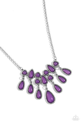 Exceptionally Ethereal - Purple - Glassy Teardrop Bead Paparazzi Short Necklace