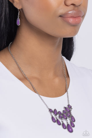 Exceptionally Ethereal - Purple - Glassy Teardrop Bead Paparazzi Short Necklace