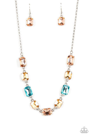Emerald Envy - Multi - Emerald Cut Gem Paparazzi Short Necklace - February 2023 Life of the Party Exclusive