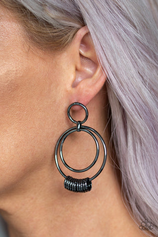 Retro Revolution Black Paparazzi Earrings