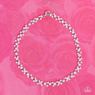 Classy Couture - White - Pearl and Gem Paparazzi Choker Necklace - June 2023 Life of the Party Exclusive