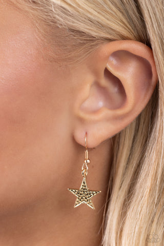 Reach for the Stars - Gold - Star Y-Shaped Paparazzi Short Necklace