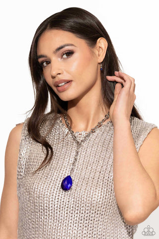 Benevolent Bling - Purple - Oversized UV Teardrop Y-Shaped Paparazzi Short Necklace - February 2024 Life of the Party Exclusive