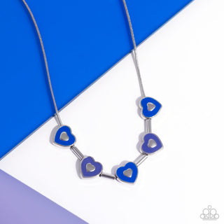 ECLECTIC Heart - Blue - Painted Heart Paparazzi Short Necklace