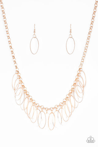 Fringe Finale Rose Gold Paparazzi Necklace