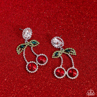 Cherry Picking - Red - Rhinestone Paparazzi Post Earrings - 2024 Empower Me Pink Exclusive