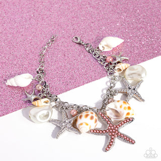 Seashell Song - Multi - Rhinestone and Pearl Starfish Paparazzi Lobster Claw Bracelet - 2024 Empower Me Pink Exclusive