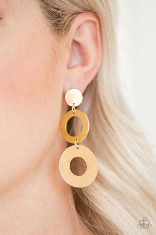 Pop Idol Gold Paparazzi Earrings