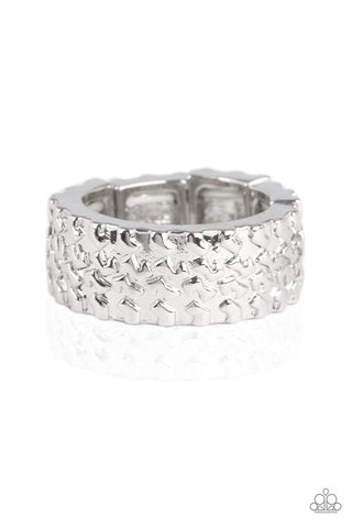 All Wheel Drive - Silver - Treaded Paparazzi Men's Ring
