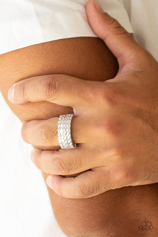 All Wheel Drive - Silver - Treaded Paparazzi Men's Ring