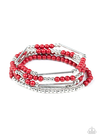 BEAD Between the Lines Red Paparazzi Bracelet