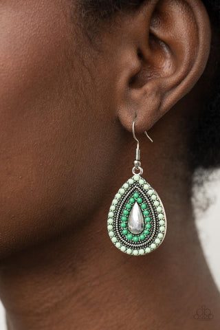 Beaded Bonanza Green Paparazzi Earrings