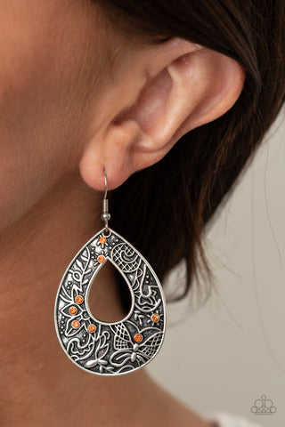 Botanical Butterfly Orange Paparazzi Earrings