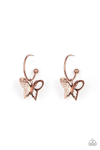 Butterfly Freestyle Copper Paparazzi Earrings