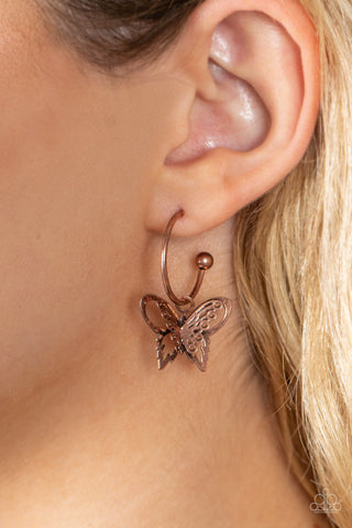 Butterfly Freestyle Copper Paparazzi Earrings