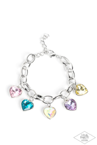 Candy Heart Charmer - Multi - HeartGem Paparazzi Lobster Claw Bracelet - Black Diamond Exclusive