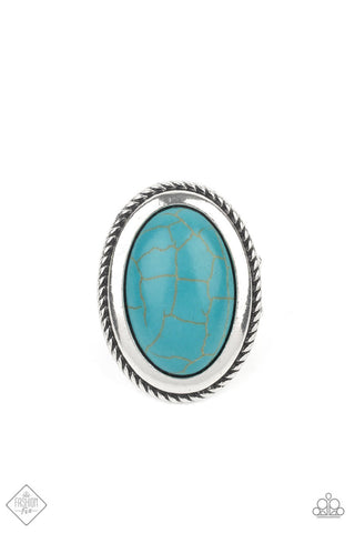 Canyon Sanctuary - Blue - Oversized Oval Turquoise Stone Paparazzi Ring - June 2021 Simply Santa Fe