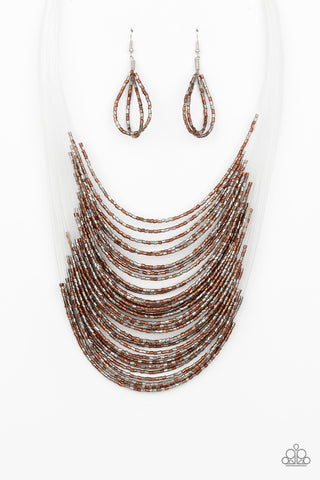 Catwalk Queen Multi Copper Gunmetal Paparazzi Necklace