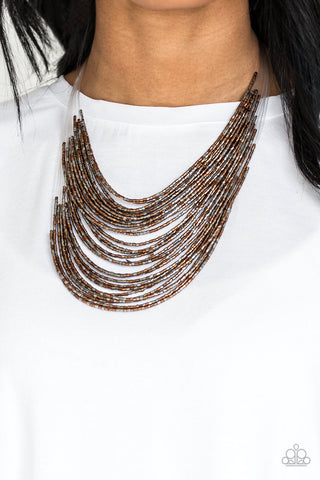 Catwalk Queen Multi Copper Gunmetal Paparazzi Necklace