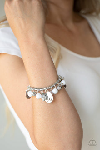 Charming Treasure White Paparazzi Bracelet