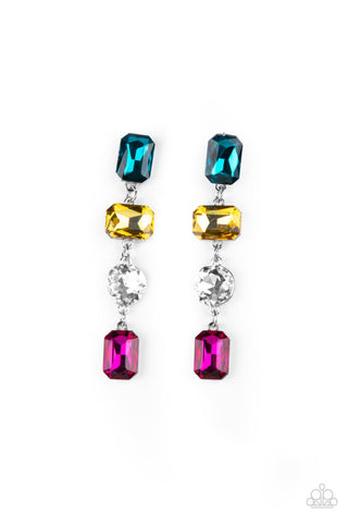 Cosmic Heiress - Multi - Colorful Gem Paparazzi Post Earrings