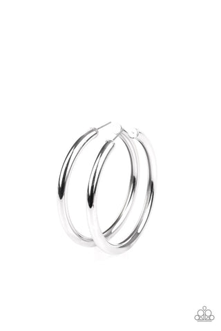 Curve Ball Silver Paparazzi Earrings