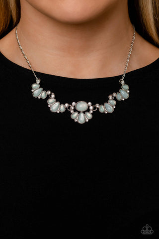 Dancing Dimension - Blue - Acrylic Teardrop Bead White Rhinestone Paparazzi Necklace