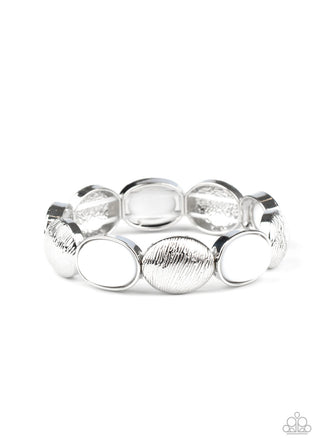 Decadently Dewy White Paparazzi Bracelet