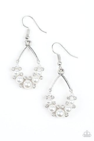 Fancy First White Paparazzi Earrings