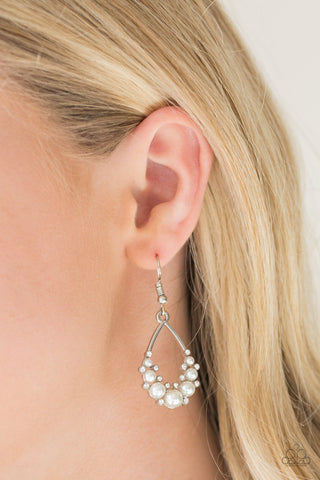 Fancy First White Paparazzi Earrings