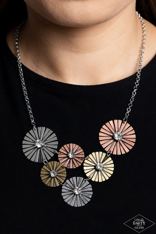 Flauntable Fanfare - Multi - Mixed Metal Flower Paparazzi Short Necklace - Black Diamond Exclusive