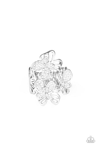 Flighty Flutter White Paparazzi Ring
