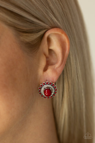 Floral Flamboyance Red Paparazzi Earrings