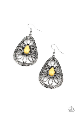 Floral Frill Yellow Paparazzi Earrings