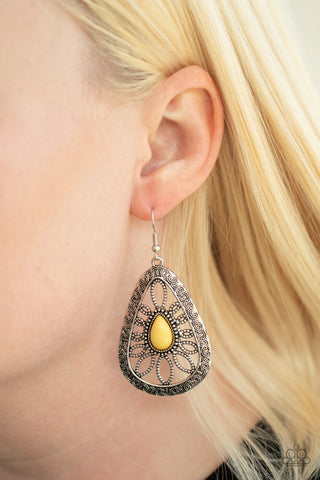Floral Frill Yellow Paparazzi Earrings