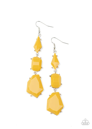 Geo Getaway Yellow Paparazzi Earrings
