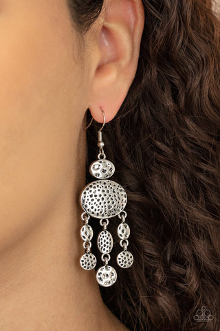 Get Your ARTIFACTS Straight - Silver - Textured Paparazzi Fishhook Earrings