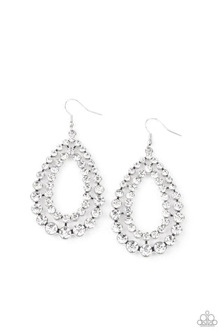 Glacial Glaze White Paparazzi Earrings