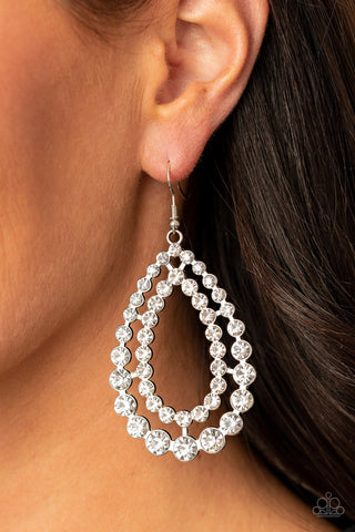 Glacial Glaze White Paparazzi Earrings
