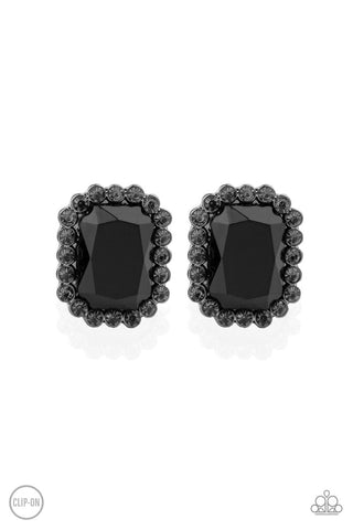 Glitter Enthusiast Black Paparazzi Clip-On Earrings