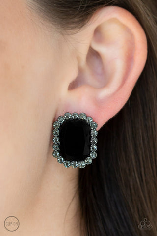 Glitter Enthusiast Black Paparazzi Clip-On Earrings