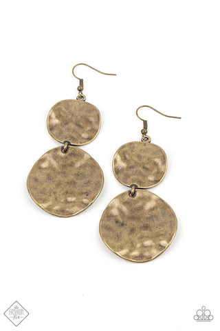 HARDWARE-Headed Brass Paparazzi Earrings