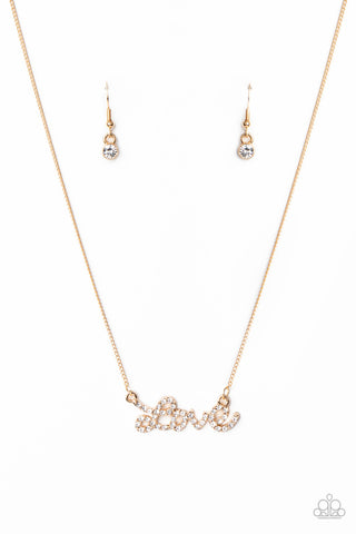 Head Over Heels in Love Gold Paparazzi Necklace