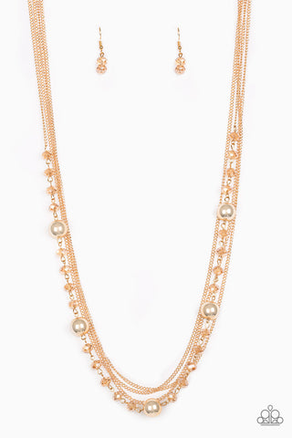 High Standards - Gold - Crystal-Like Bead Paparazzi Necklace