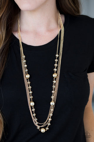 High Standards - Gold - Crystal-Like Bead Paparazzi Necklace