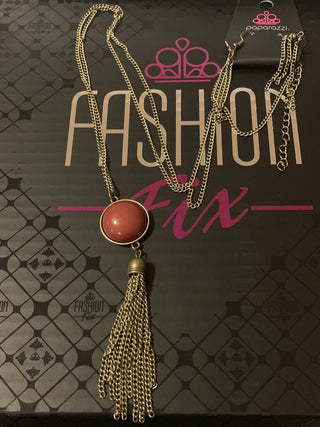 December 2018 Fashion Fix Exclusive Red Brass Tassel Paparazzi Necklace