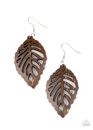 LEAF 'Em Hanging Brown Paparazzi Earrings